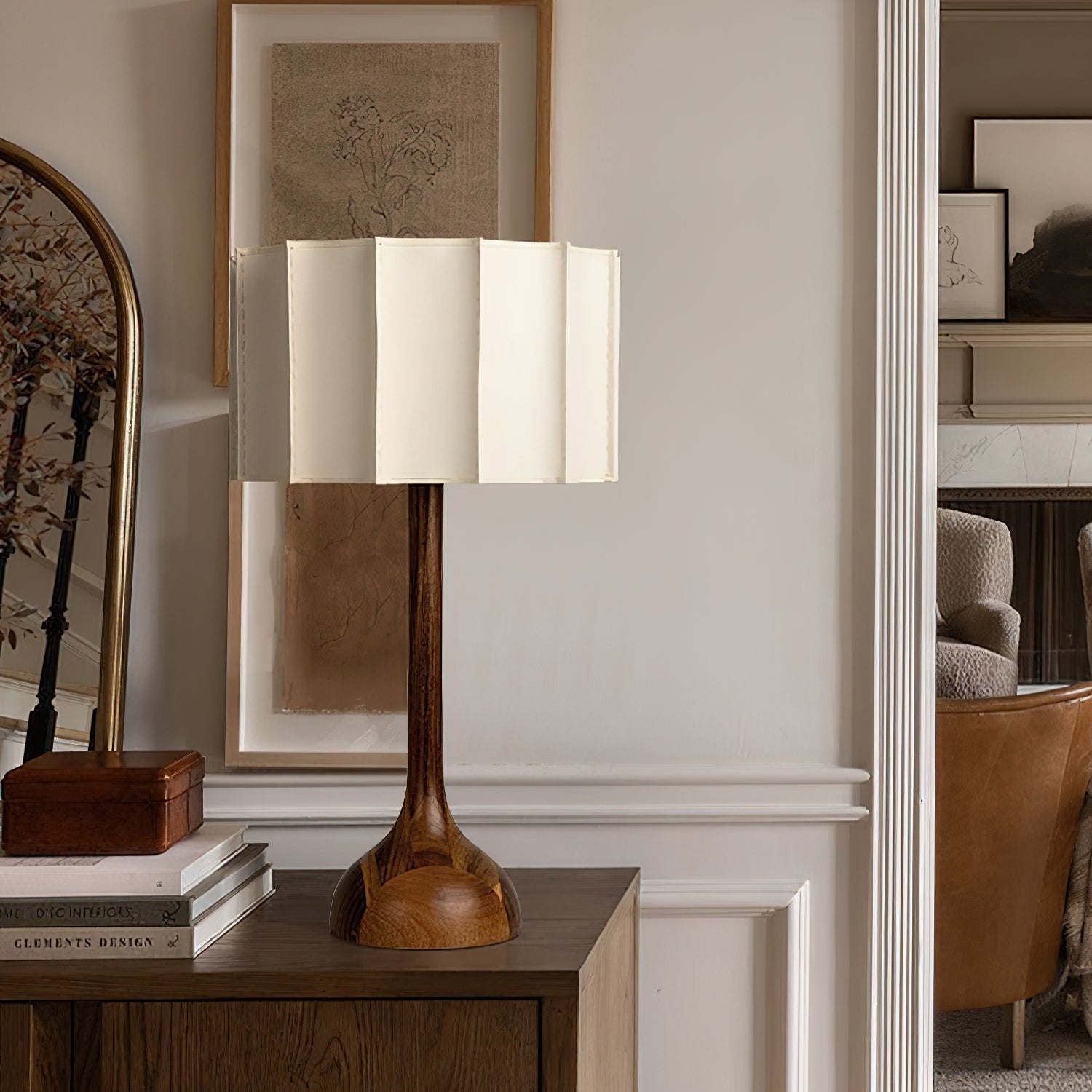 Livenq Wood Fabric Retro Table Lamp