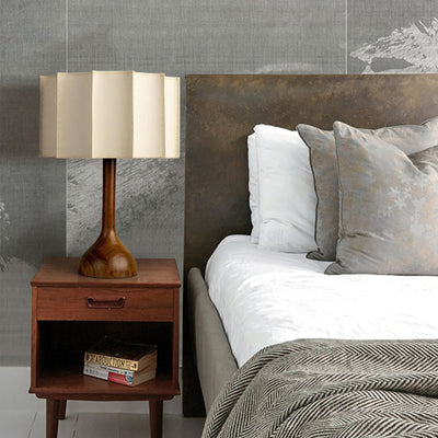 Livenq Wood Fabric Retro Table Lamp
