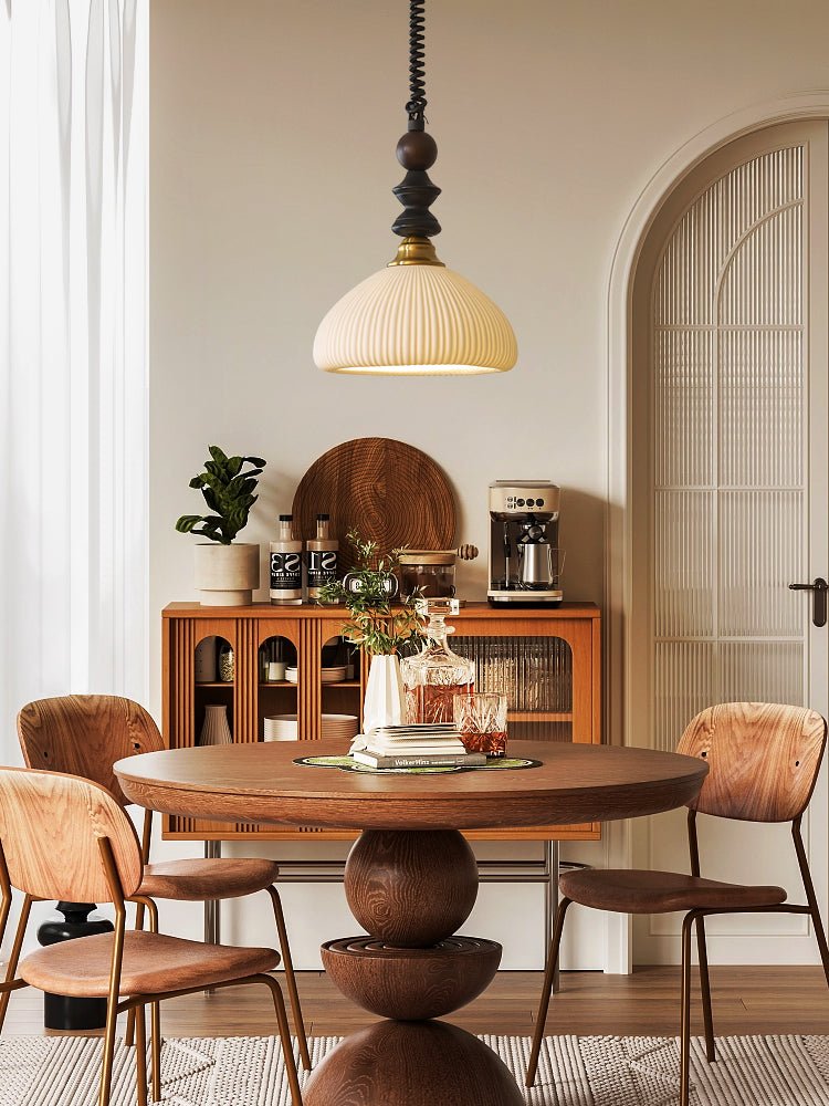 Halcyon Modern Minimalist Arch Wood Pendant Light
