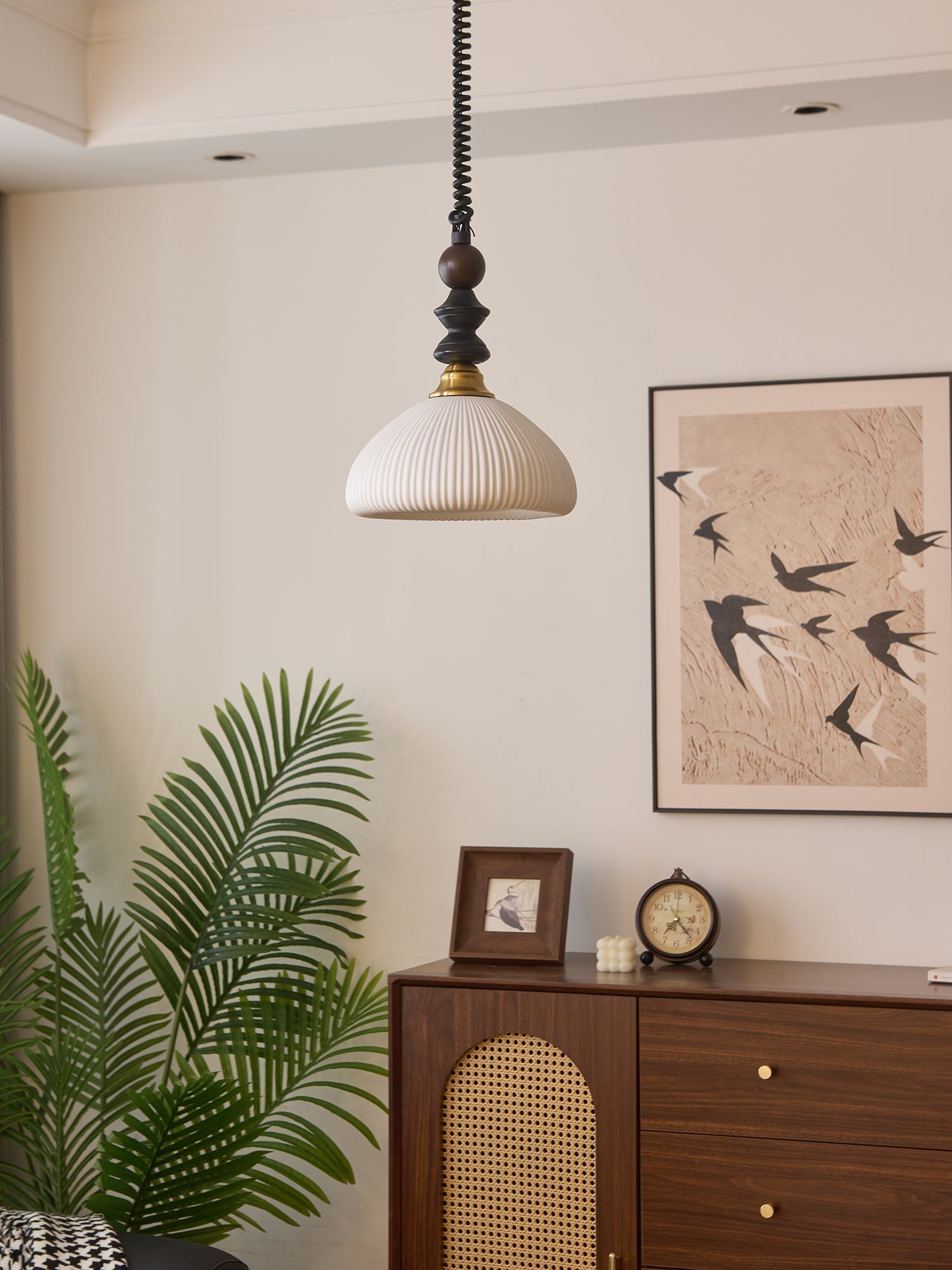Halcyon Modern Minimalist Arch Wood Pendant Light