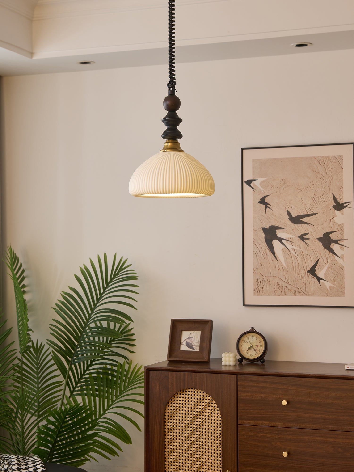 Halcyon Modern Minimalist Arch Wood Pendant Light