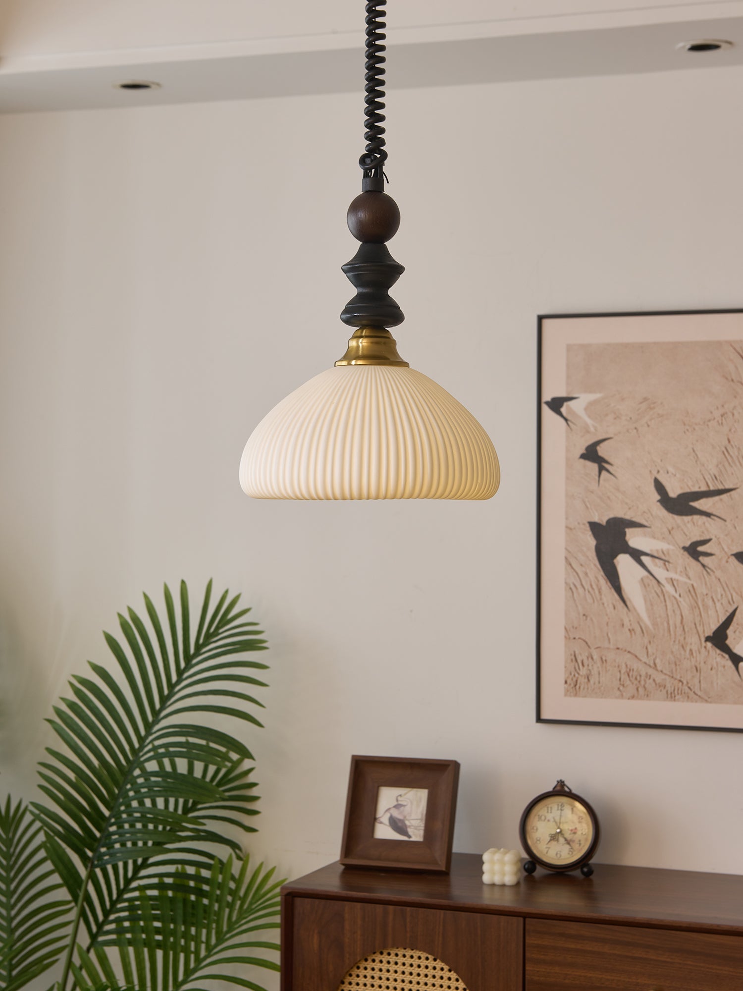 Halcyon Modern Minimalist Arch Wood Pendant Light