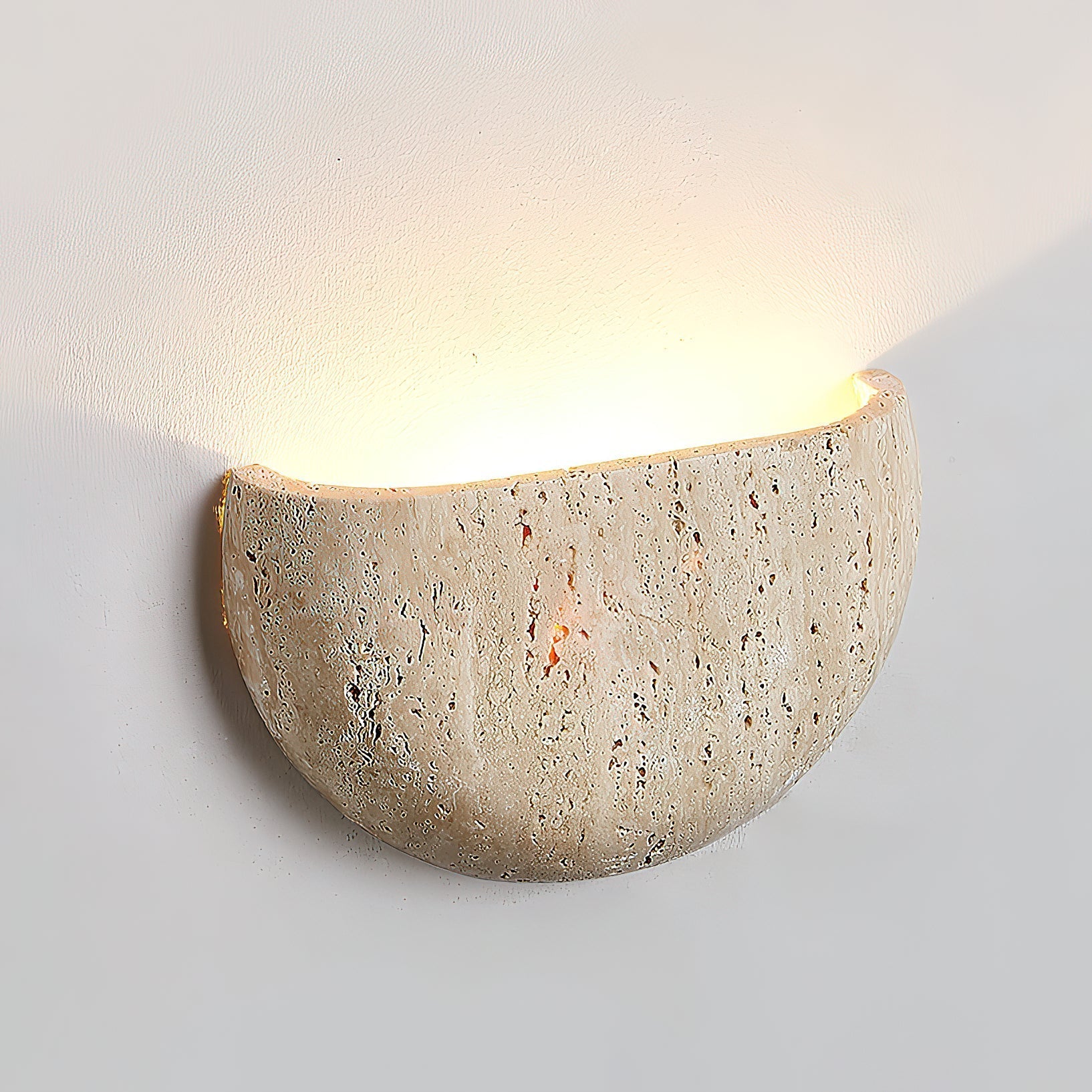 Cuvenarae Modern Minimalist Moon Travertine Wall Lamp - Neutral Decor
