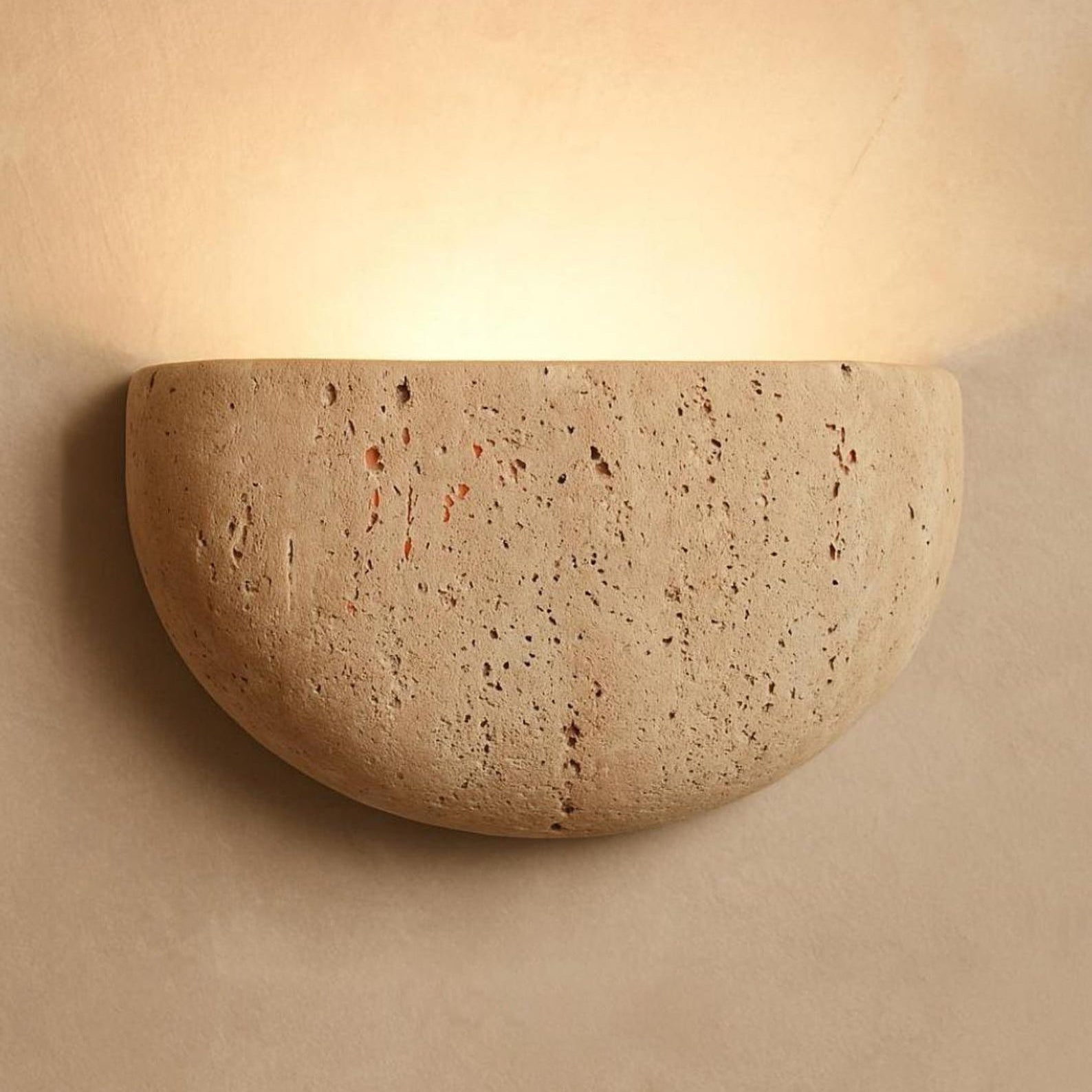 Cuvenarae Modern Minimalist Moon Travertine Wall Lamp - Neutral Decor