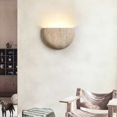 Cuvenarae Modern Minimalist Moon Travertine Wall Lamp - Neutral Decor