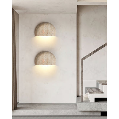 Cuvenarae Modern Minimalist Moon Travertine Wall Lamp - Neutral Decor