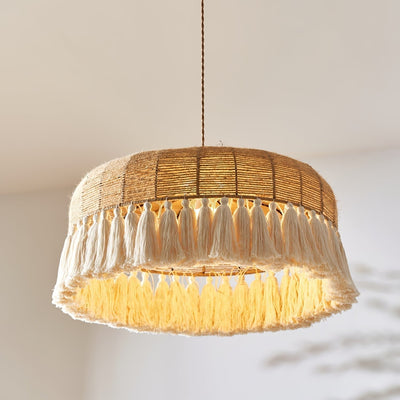 Boho Handwoven Jute Pendant Light