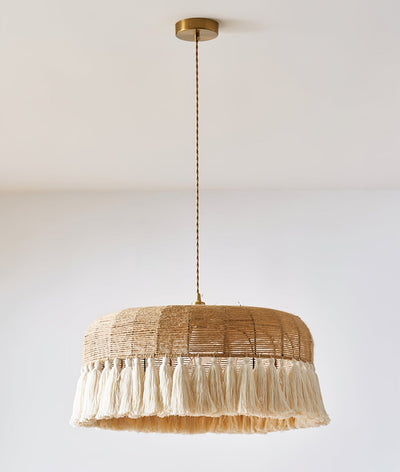 Boho Handwoven Jute Pendant Light