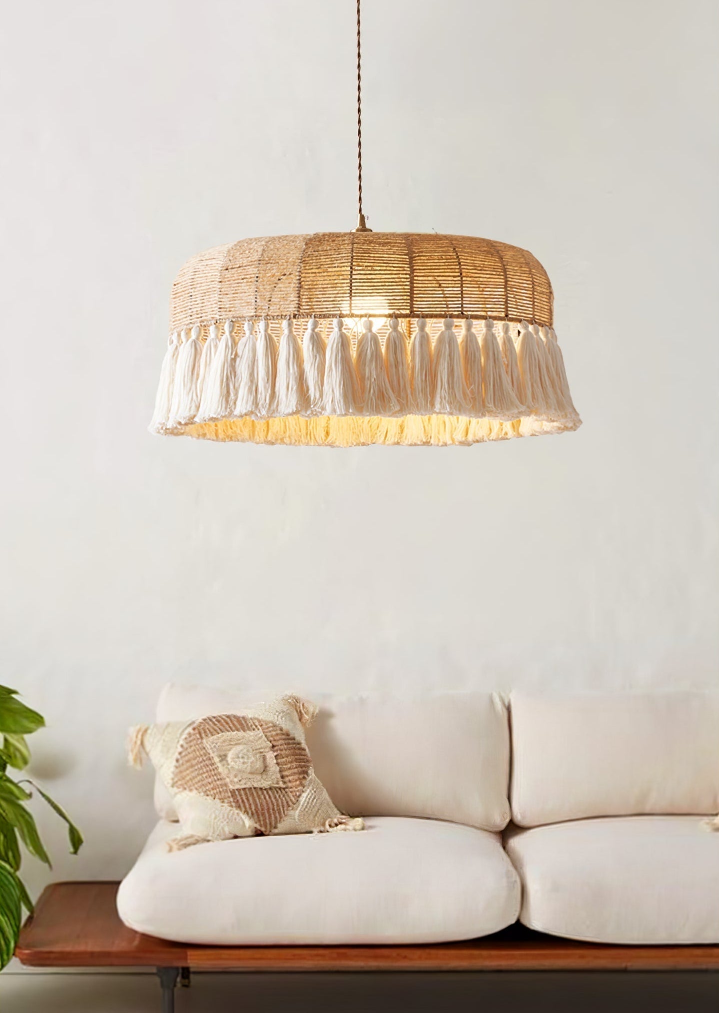 Boho Handwoven Jute Pendant Light