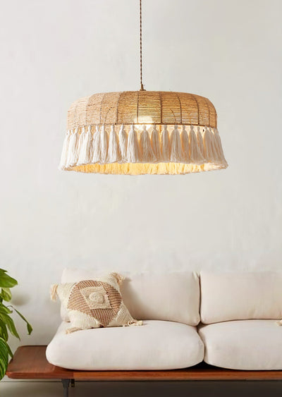 Boho Handwoven Jute Pendant Light