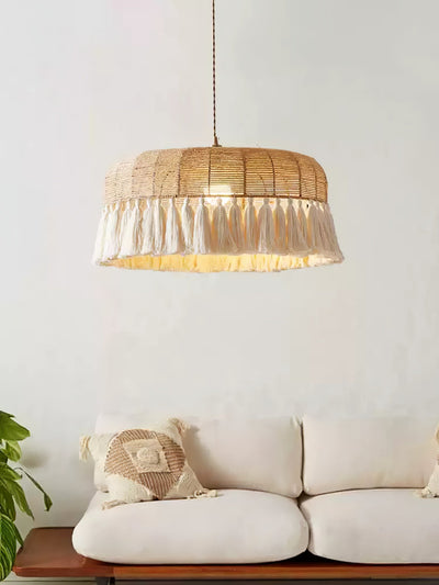 Boho Handwoven Jute Pendant Light