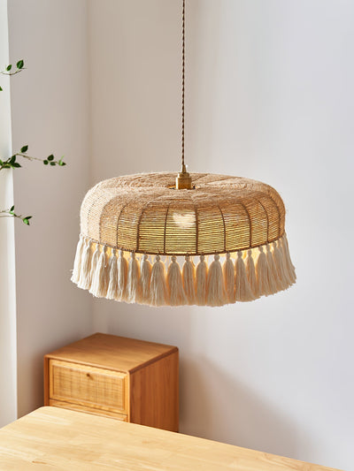 Boho Handwoven Jute Pendant Light