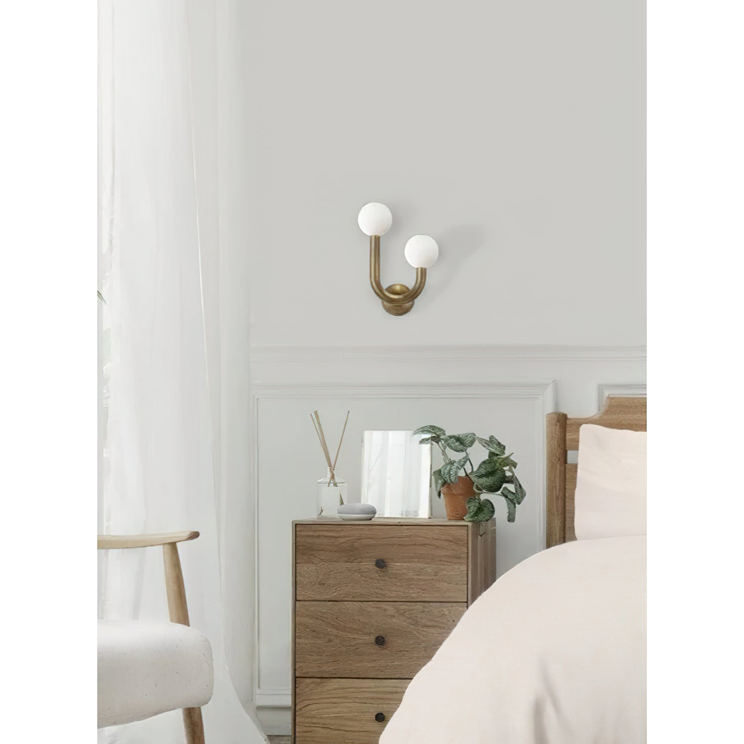 Zoshaos Modern Minimalist Happy Brass Glass Wall Lamp - Neutral Decor