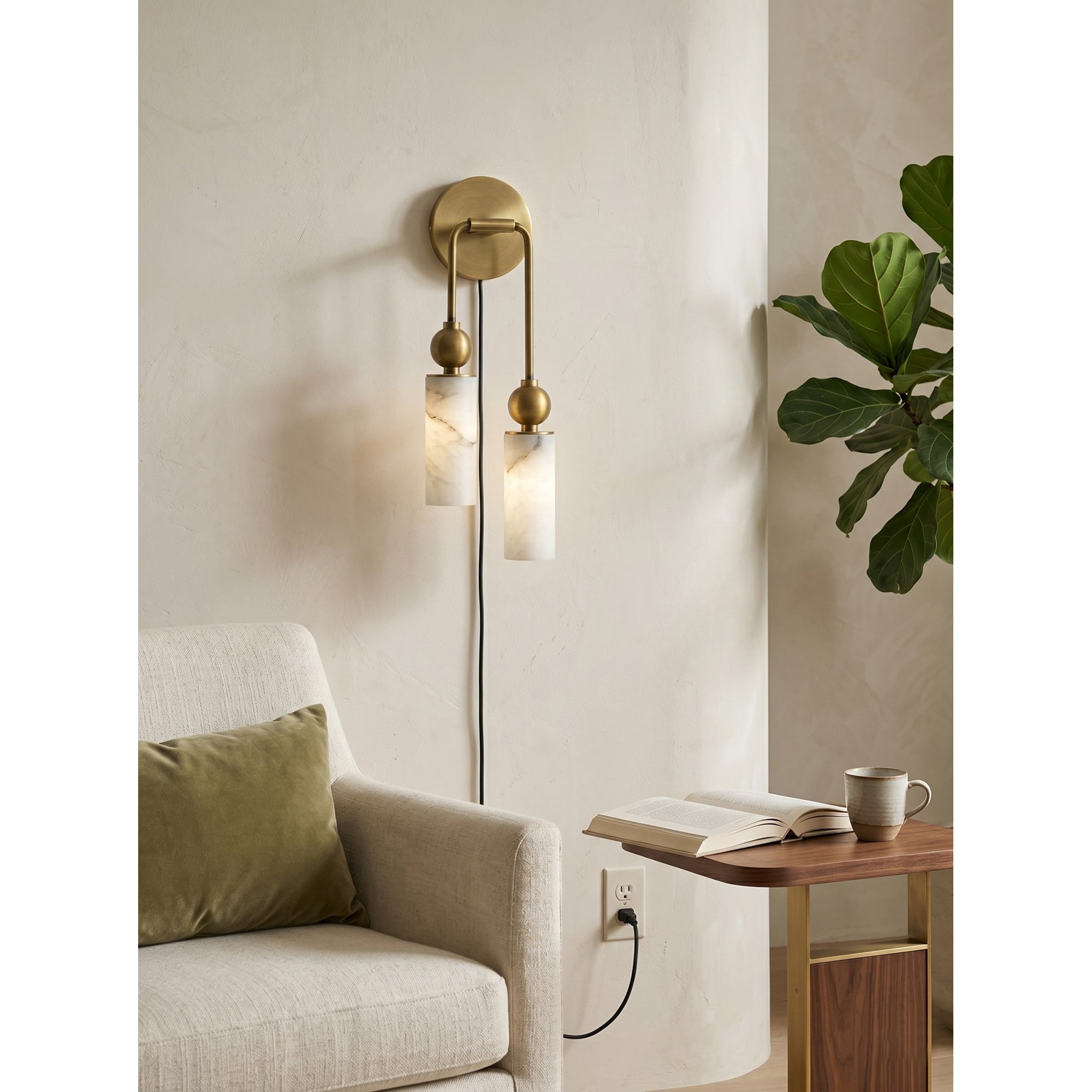 Eiraina Alabaster Plug-in Wall Sconce