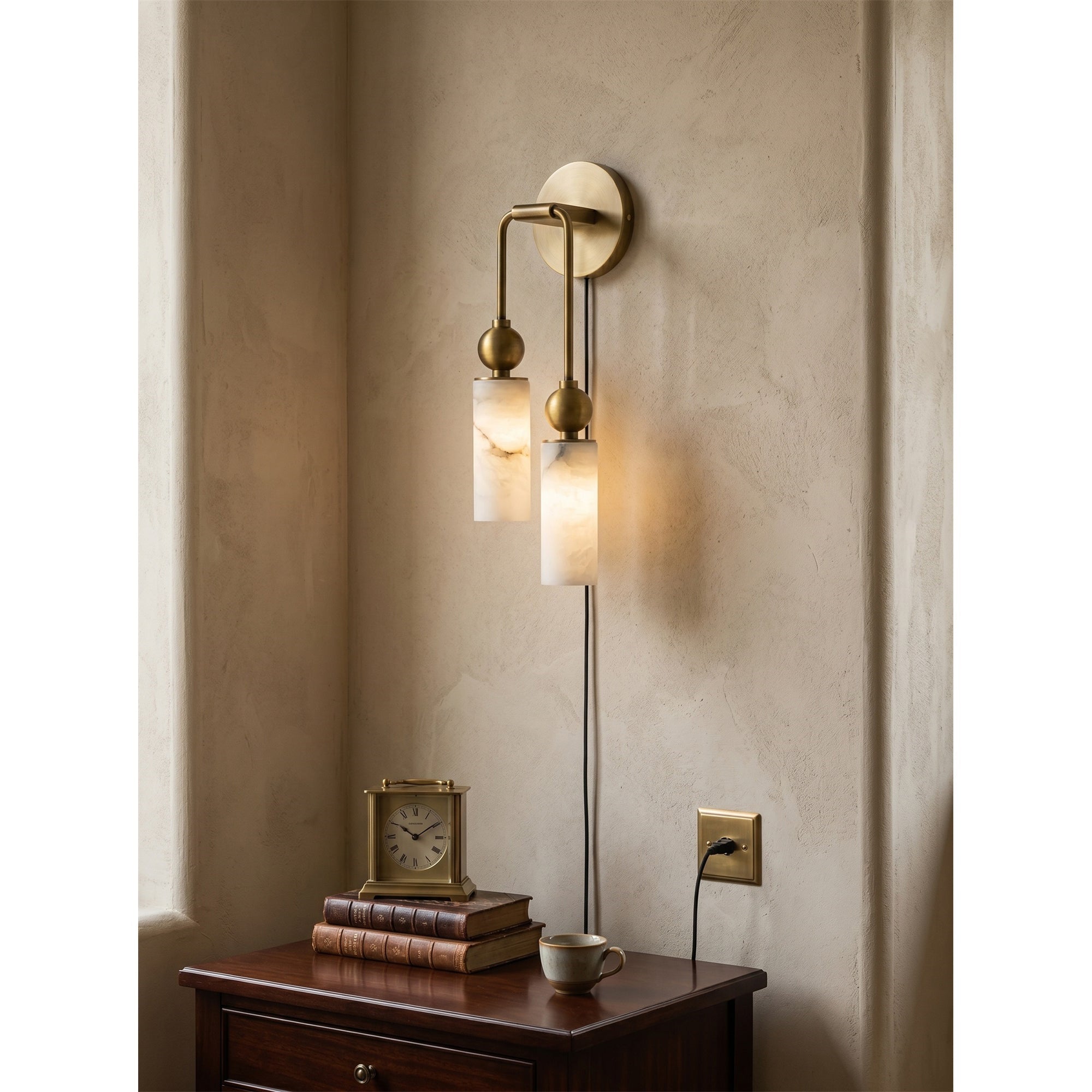 Eiraina Alabaster Plug-in Wall Sconce