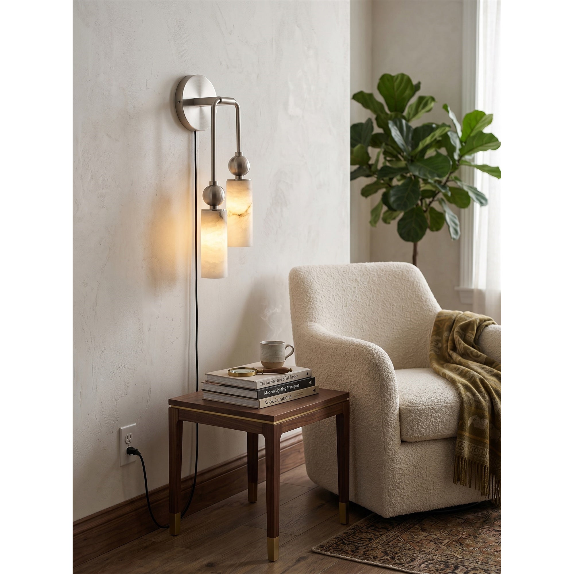 Eiraina Alabaster Plug-in Wall Sconce