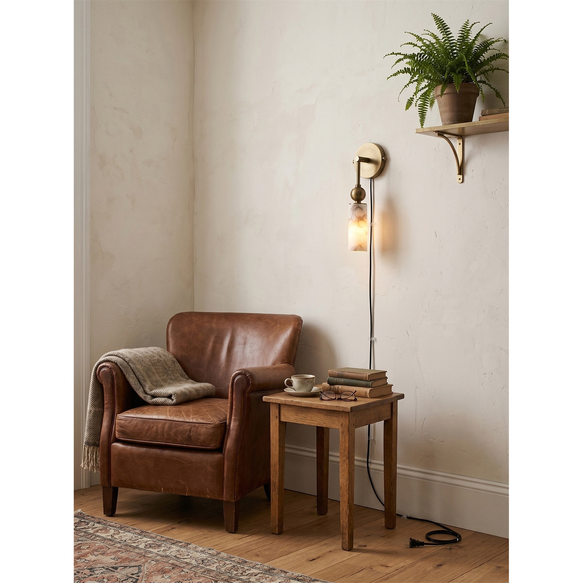 Eiraina Alabaster Plug-in Wall Sconce