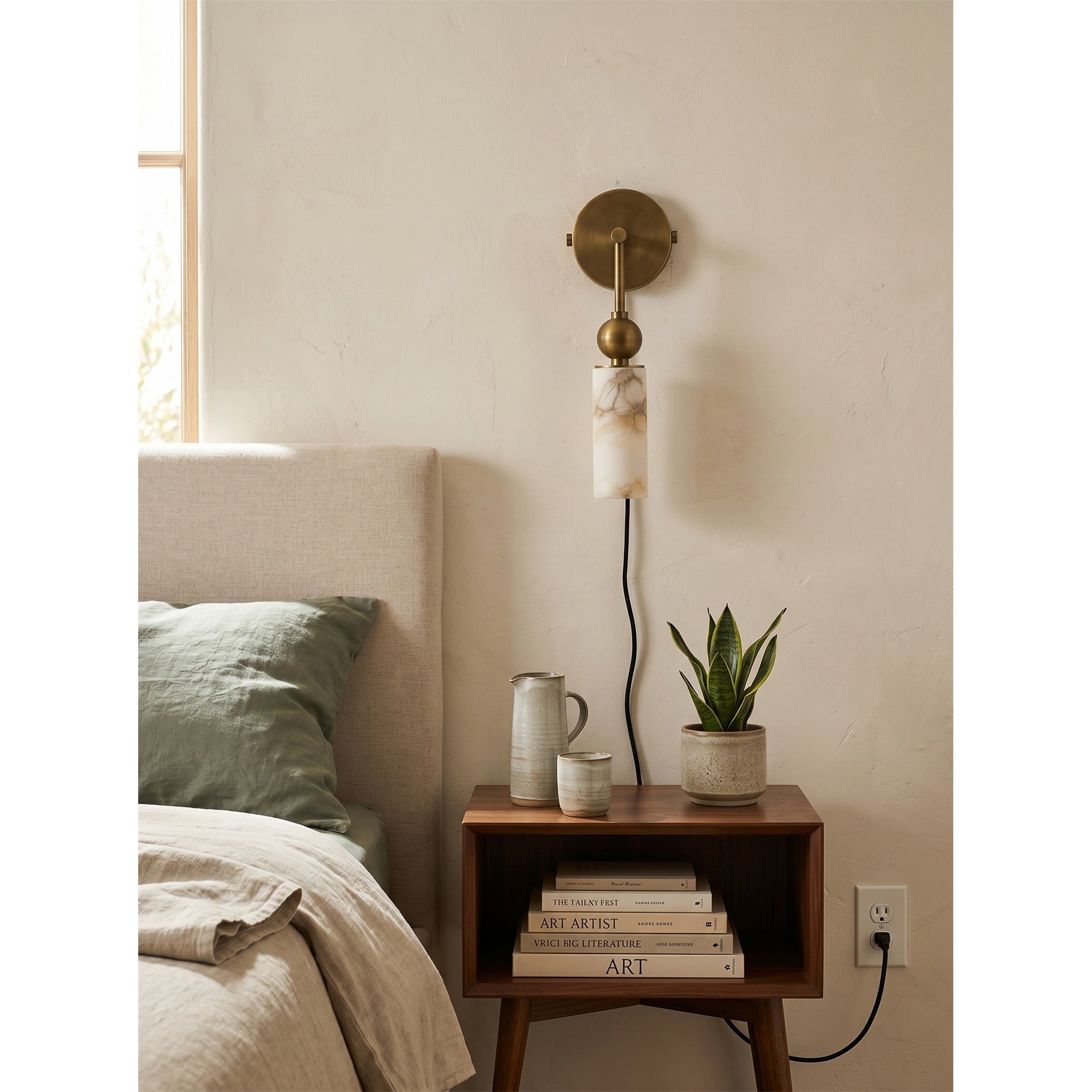 Eiraina Alabaster Plug-in Wall Sconce