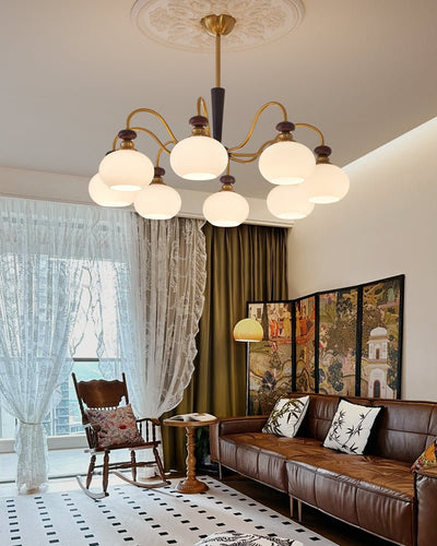 Calaeila Traditional Elegance Sphere Wood Glass Chandelier