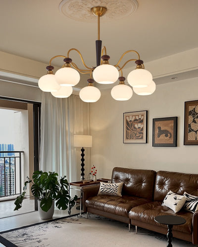 Calaeila Traditional Elegance Sphere Wood Glass Chandelier