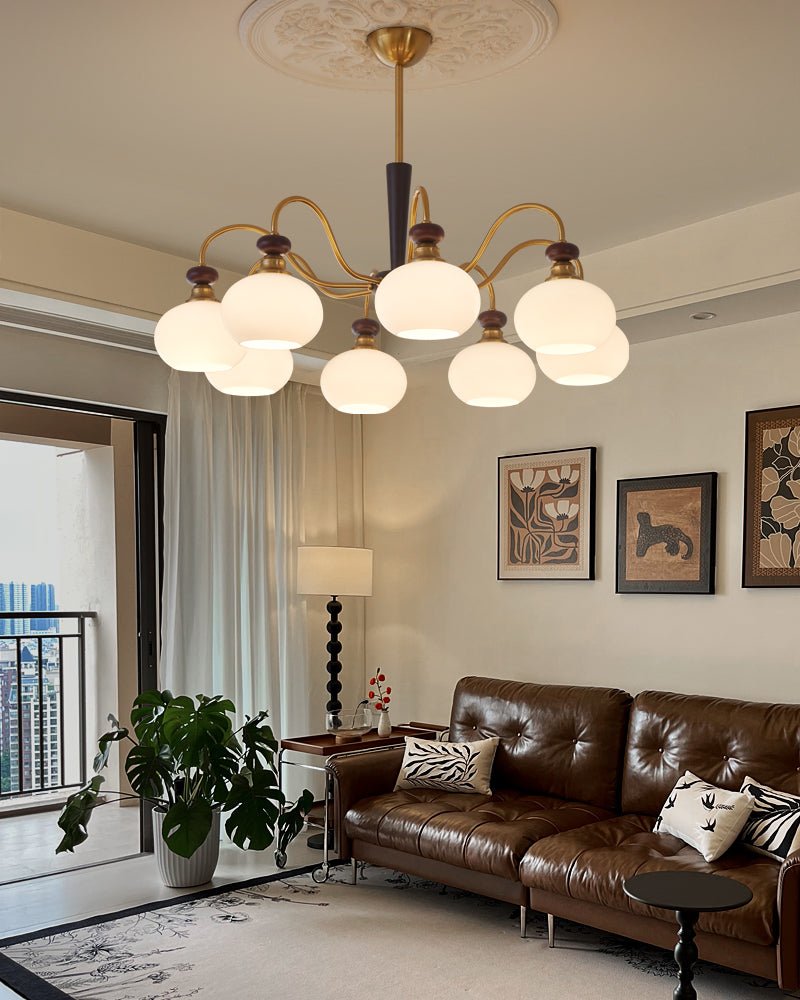 Calaeila Traditional Elegance Sphere Wood Glass Chandelier