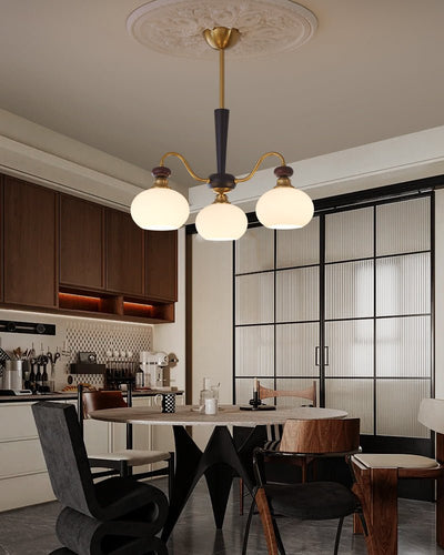 Calaeila Traditional Elegance Sphere Wood Glass Chandelier