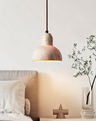 Aklan Dome Shade Travertine Pendant Light