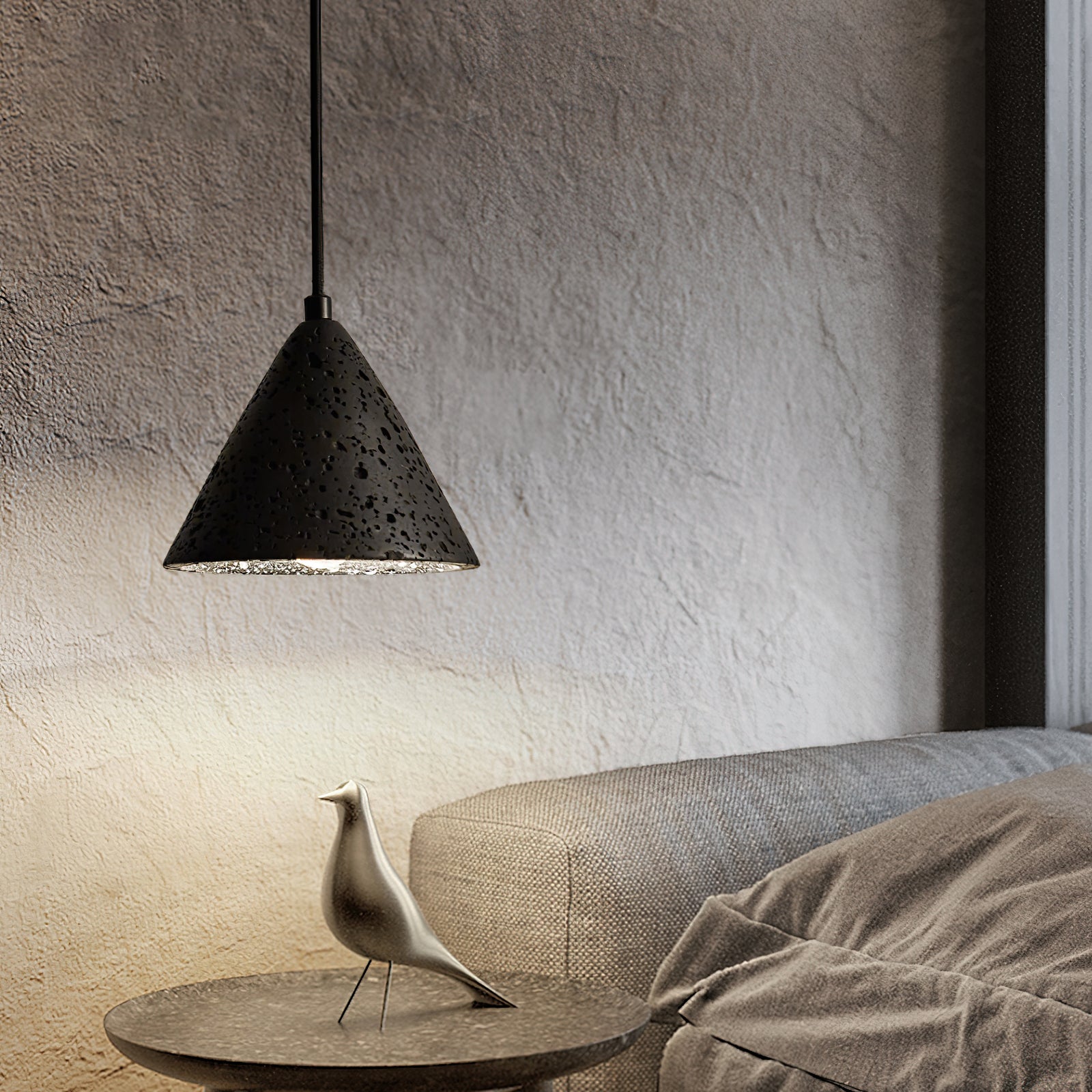 Aklan Dome Shade Travertine Pendant Light