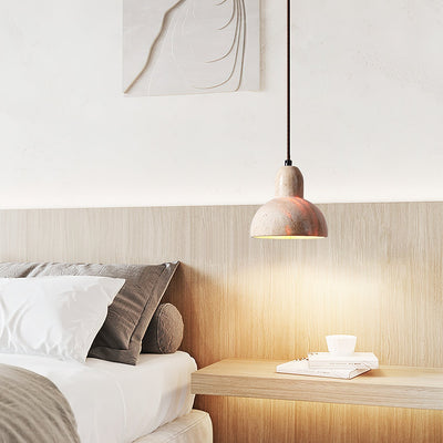 Aklan Dome Shade Travertine Pendant Light