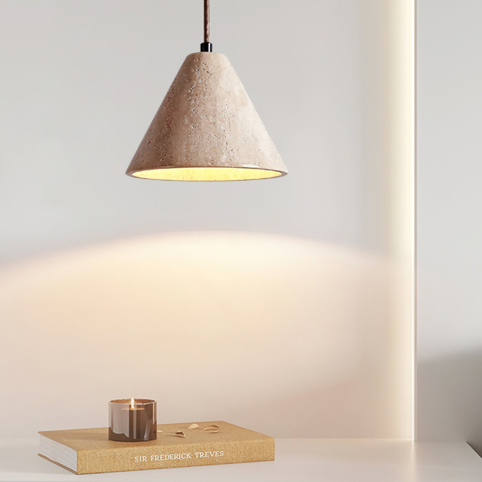 Aklan Dome Shade Travertine Pendant Light