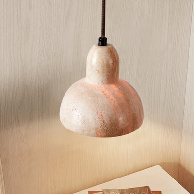 Aklan Dome Shade Travertine Pendant Light