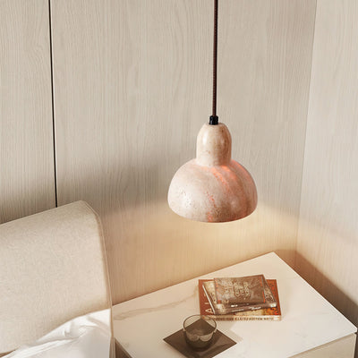 Aklan Dome Shade Travertine Pendant Light