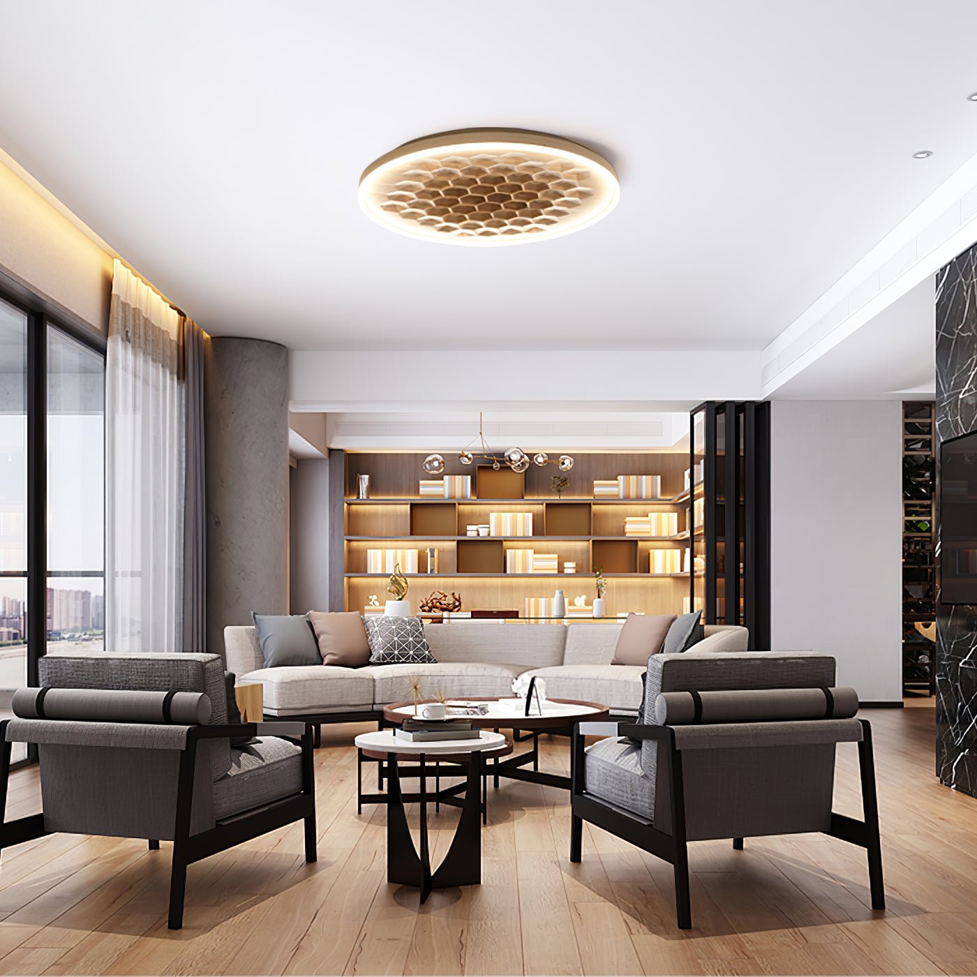 Cevynira Textured Bronze Flush Mount