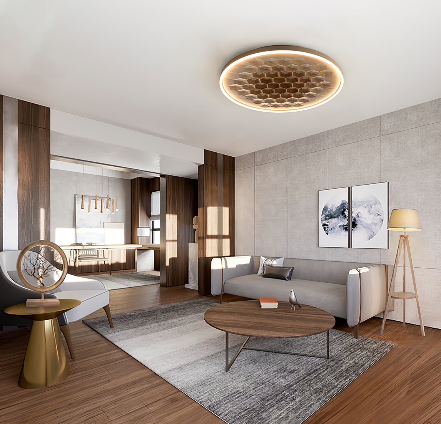 Cevynira Textured Bronze Flush Mount
