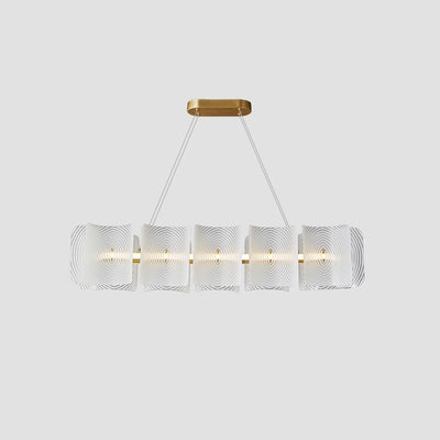 Virinia Postmodern Luxury Rectangle Brass Glass Pendant Lamp
