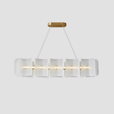 Virinia Postmodern Luxury Rectangle Brass Glass Pendant Lamp