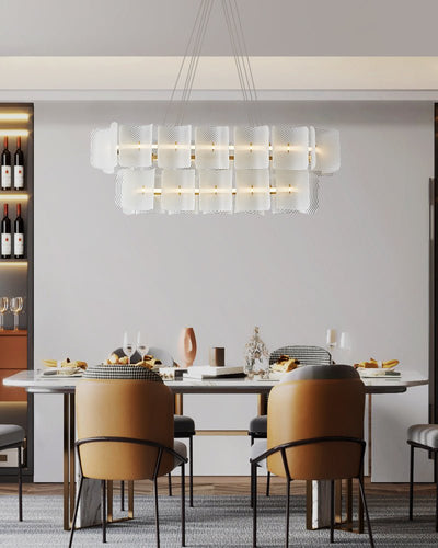 Virinia Postmodern Luxury Rectangle Brass Glass Pendant Lamp