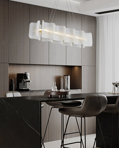 Virinia Postmodern Luxury Rectangle Brass Glass Pendant Lamp