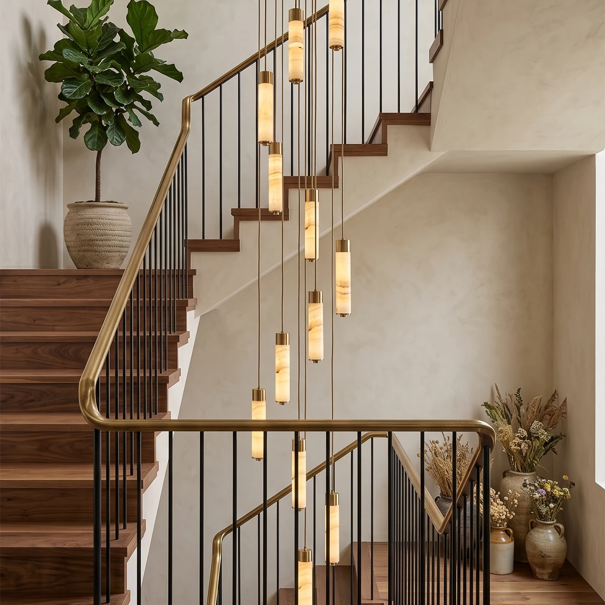 Harvenstone Alabaster Column Chandelier