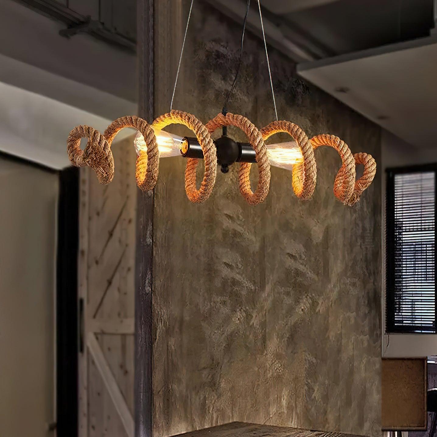 Cassian Hemp Rope Industrial Spiral Chandelier