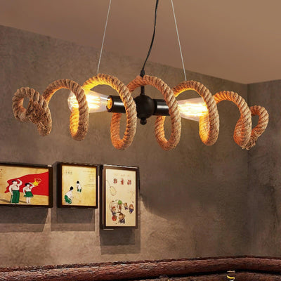 Cassian Hemp Rope Industrial Spiral Chandelier