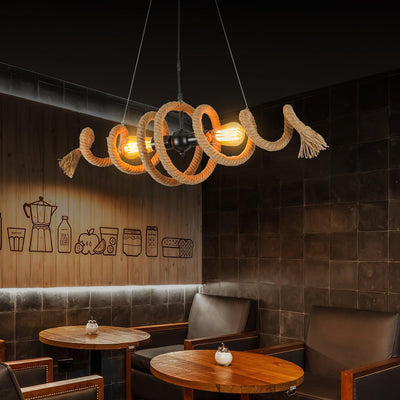 Cassian Hemp Rope Industrial Spiral Chandelier