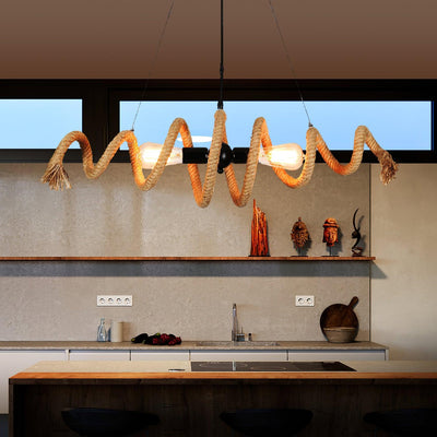 Cassian Hemp Rope Industrial Spiral Chandelier