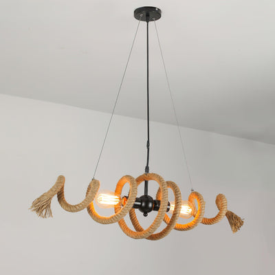 Cassian Hemp Rope Industrial Spiral Chandelier