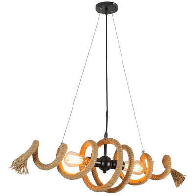 Cassian Hemp Rope Industrial Spiral Chandelier