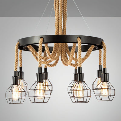 Ravoriel Chandelier Hemp Rope Industrial
