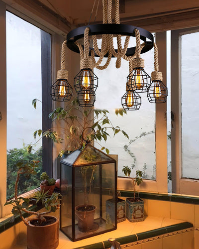 Ravoriel Chandelier Hemp Rope Industrial