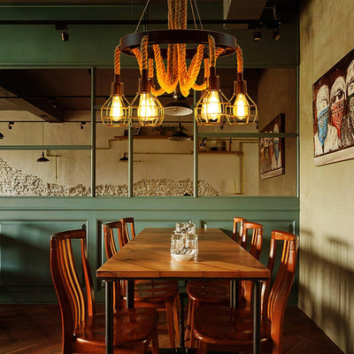 Ravoriel Chandelier Hemp Rope Industrial