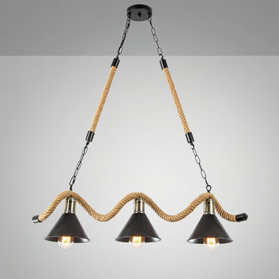 Canisaria Chandelier Hemp Rope Industrial Wave