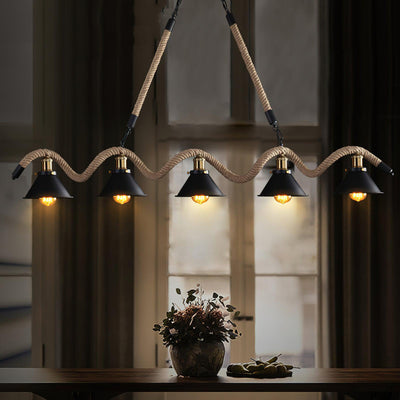 Canisaria Chandelier Hemp Rope Industrial Wave